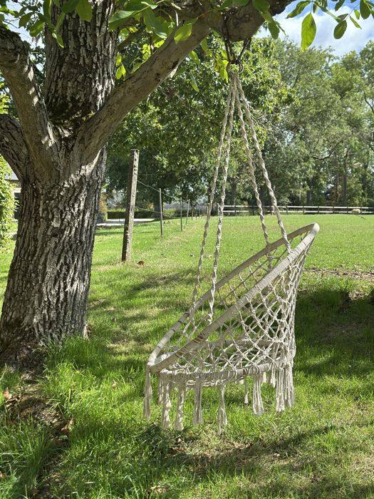 Fauteuil suspendu sous un arbre